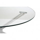 Donal Round / Silver Coffee Table, Steel, Tempered Glass, Silver