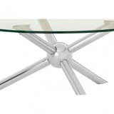 Donal Round / Silver Coffee Table, Steel, Tempered Glass, Silver