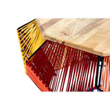 Temper Multicoloured Coffee Table, Cotton Cord, Mango Wood, Multi-Coloured