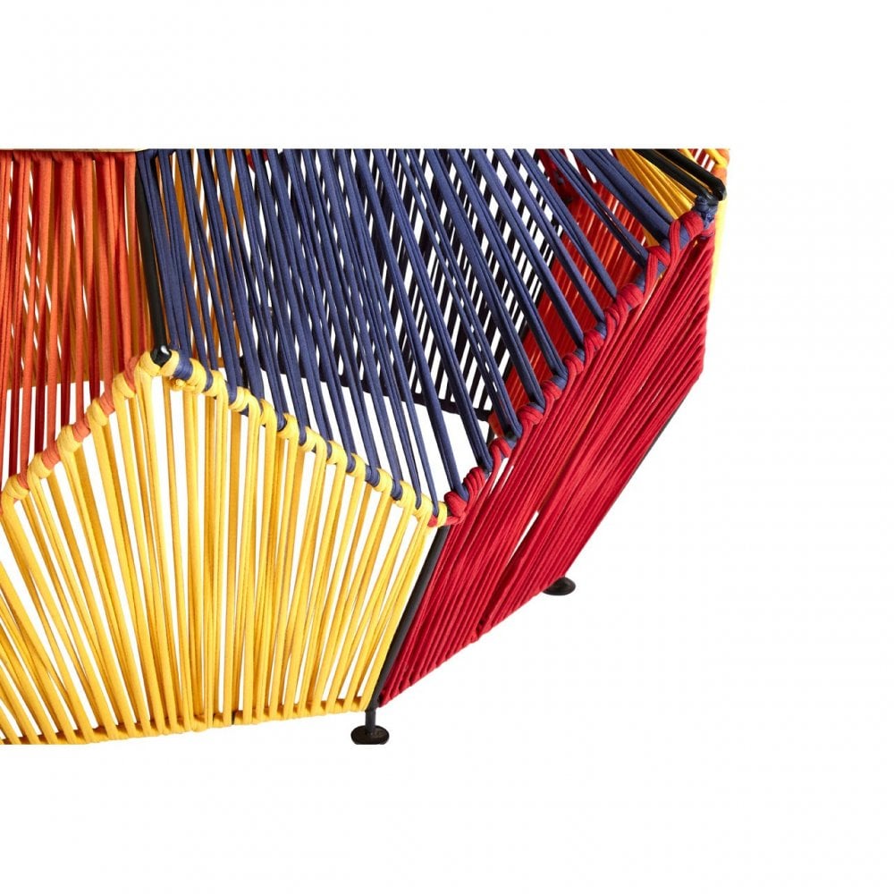 Temper Multicoloured Coffee Table, Cotton Cord, Mango Wood, Multi-Coloured