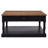 Charles 1 Drawer Black Coffee Table, Bayur Wood, Mindi Veneer, Black