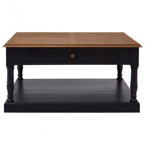 Charles 1 Drawer Black Coffee Table, Bayur Wood, Mindi Veneer, Black