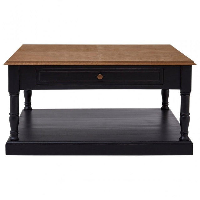 Charles 1 Drawer Black Coffee Table, Bayur Wood, Mindi Veneer, Black