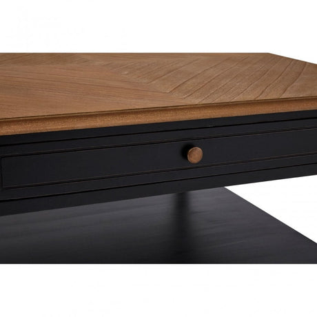 Charles 1 Drawer Black Coffee Table, Bayur Wood, Mindi Veneer, Black