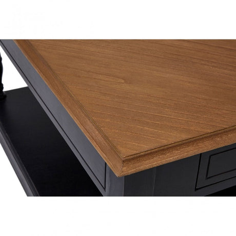 Charles 1 Drawer Black Coffee Table, Bayur Wood, Mindi Veneer, Black