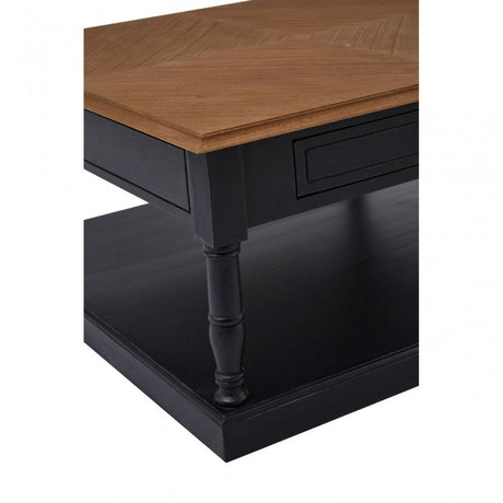 Charles 1 Drawer Black Coffee Table, Bayur Wood, Mindi Veneer, Black