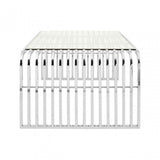 Chiqui Slatted Coffee Table, Stainless Steel, Glass, Silver