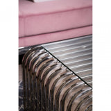 Chiqui Slatted Coffee Table, Stainless Steel, Glass, Silver