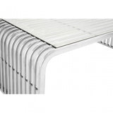 Chiqui Slatted Coffee Table, Stainless Steel, Glass, Silver