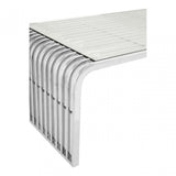 Chiqui Slatted Coffee Table, Stainless Steel, Glass, Silver