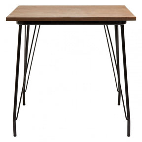 Brock Black Metal and Elm Wood Table, Elm Wood, Black