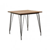 Brock Black Metal and Elm Wood Table, Elm Wood, Black