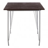 Brock Grey Metal and Elm Wood Table, Elm Wood, Grey
