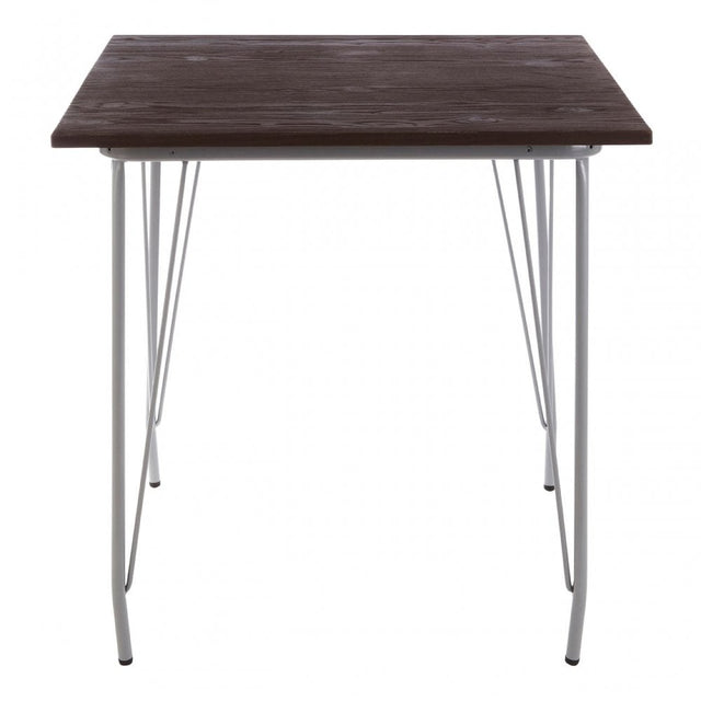 Brock Grey Metal and Elm Wood Table, Elm Wood, Grey