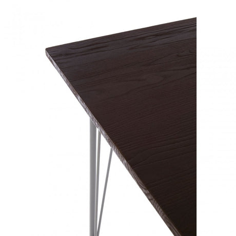 Brock Grey Metal and Elm Wood Table, Elm Wood, Grey