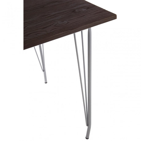 Brock Grey Metal and Elm Wood Table, Elm Wood, Grey