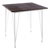 Brock White Metal and Elm Wood Table, Elm Wood, White