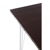 Brock White Metal and Elm Wood Table, Elm Wood, White