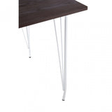 Brock White Metal and Elm Wood Table, Elm Wood, White