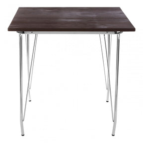 Brock Chrome Metal and Elm Wood Table, Chromed Elm Wood, Grey