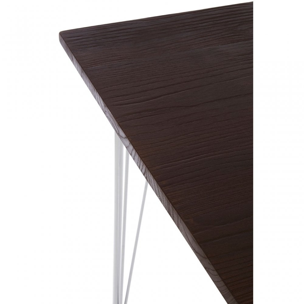 Brock Chrome Metal and Elm Wood Table, Chromed Elm Wood, Grey