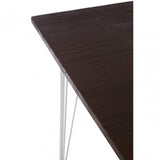 Brock Chrome Metal and Elm Wood Table, Chromed Elm Wood, Grey