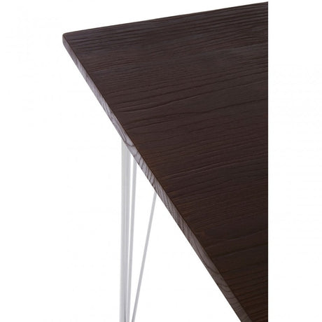 Brock Chrome Metal and Elm Wood Table, Chromed Elm Wood, Grey