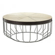 Leather Coffee Table, Leather, Iron, Mango Wood, Natural