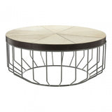 Leather Coffee Table, Leather, Iron, Mango Wood, Natural