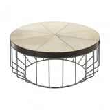 Leather Coffee Table, Leather, Iron, Mango Wood, Natural