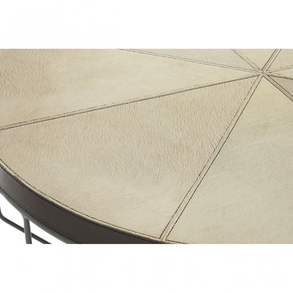 Leather Coffee Table, Leather, Iron, Mango Wood, Natural
