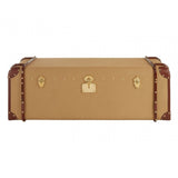 Columbus Leather Trim Canvas Coffee Table, Canvas, Mango Wood, Natural