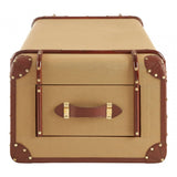 Columbus Leather Trim Canvas Coffee Table, Canvas, Mango Wood, Natural