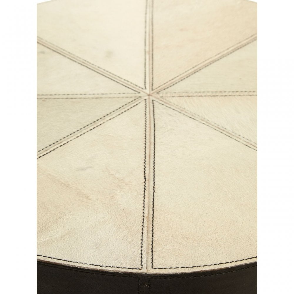 Tuskin Tall Iron Coffee Table, Leather, Iron, Mango Wood, Natural
