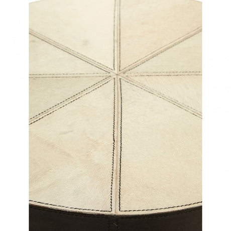 Tuskin Tall Iron Coffee Table, Leather, Iron, Mango Wood, Natural