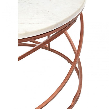 Vanor Zig Zag Coffee Table, Copper, Iron, Marble, White