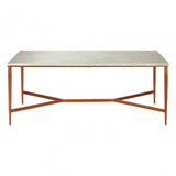 Vanor White Marble Top Coffee Table, Copper, Iron, Marble, White