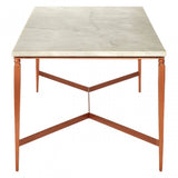 Vanor White Marble Top Coffee Table, Copper, Iron, Marble, White