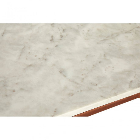 Vanor White Marble Top Coffee Table, Copper, Iron, Marble, White