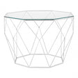 Gianna Octagonal Silver Coffee Table, Stainless Steel, Glass, Silver