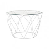 Gianna Octagonal Silver Coffee Table, Stainless Steel, Glass, Silver