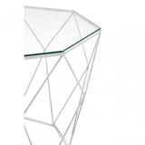 Gianna Octagonal Silver Coffee Table, Stainless Steel, Glass, Silver