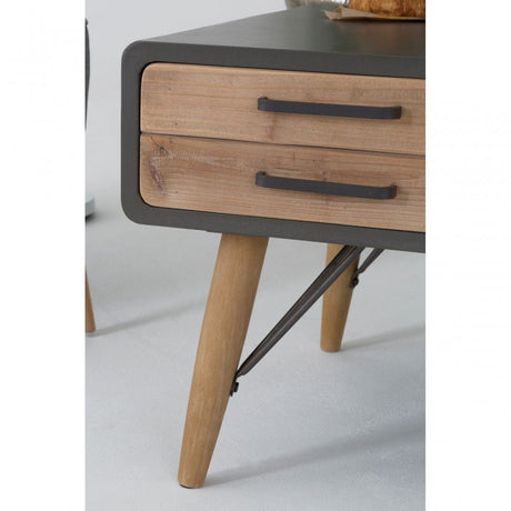 Unity Coffee Table with Six Drawers, Fir Wood, Fir Wood Veneer, Iron, Natural