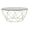 Enrich Coffee Table with Brushed Nickel Base, Tempered Glass
