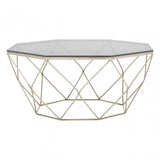Enrich Coffee Table with Brushed Nickel Base, Tempered Glass