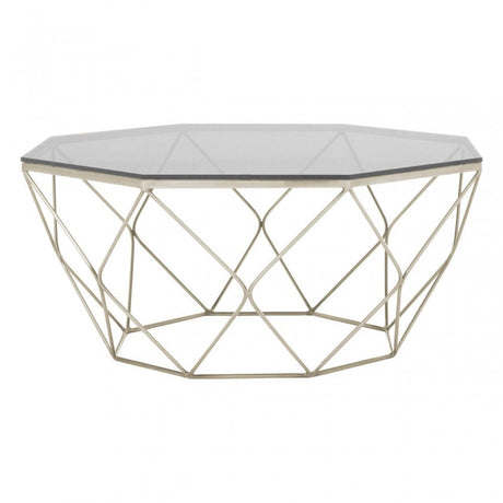Enrich Coffee Table with Brushed Nickel Base, Tempered Glass