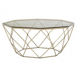 Enrich Coffee Table with Brushed Nickel Base, Tempered Glass
