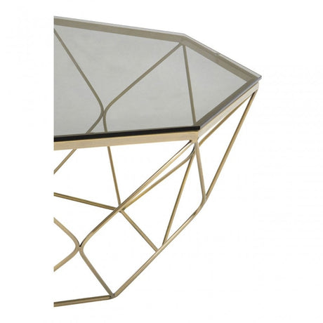 Enrich Coffee Table with Brushed Nickel Base, Tempered Glass