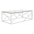 Enrich Stainless Steel Geometric Coffee Table, Stainless Steel, Glass, Silver