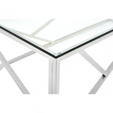 Enrich Stainless Steel Geometric Coffee Table, Stainless Steel, Glass, Silver